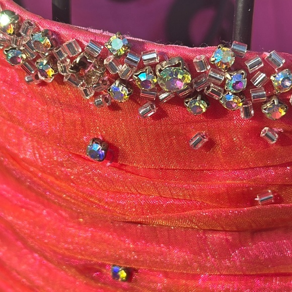 Crown Collection Pink Ruched Ruffled Prom Gown - Picture 4 of 11